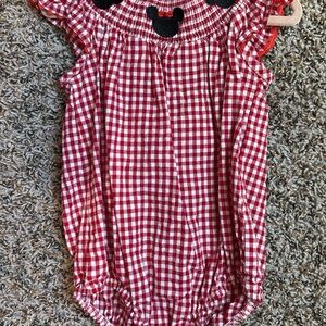 Smocked Red Gingham Minnie Mouse Bubble